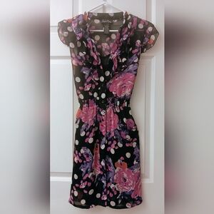 Floral Black/ Pink 2 Piece Dress